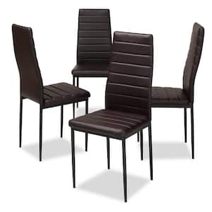 Armand Dark Brown Faux Leather Upholstered Dining Chair (Set of 4)