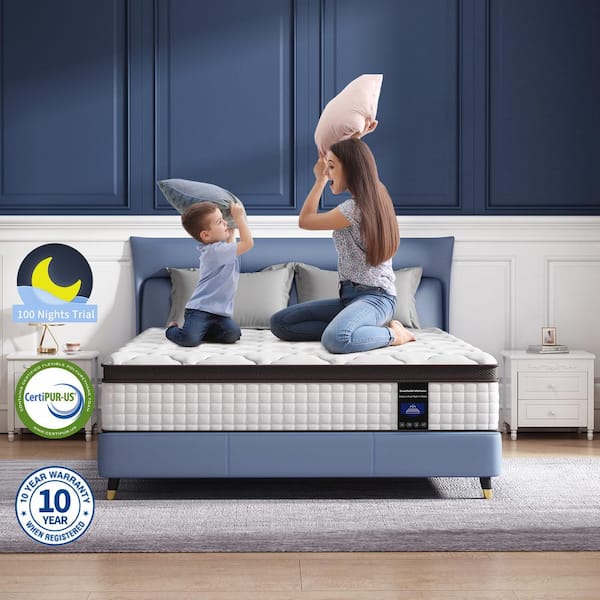 Kescas Serleep Queen Medium Hybrid 08 in. Bed-in-a-Box Mattress
