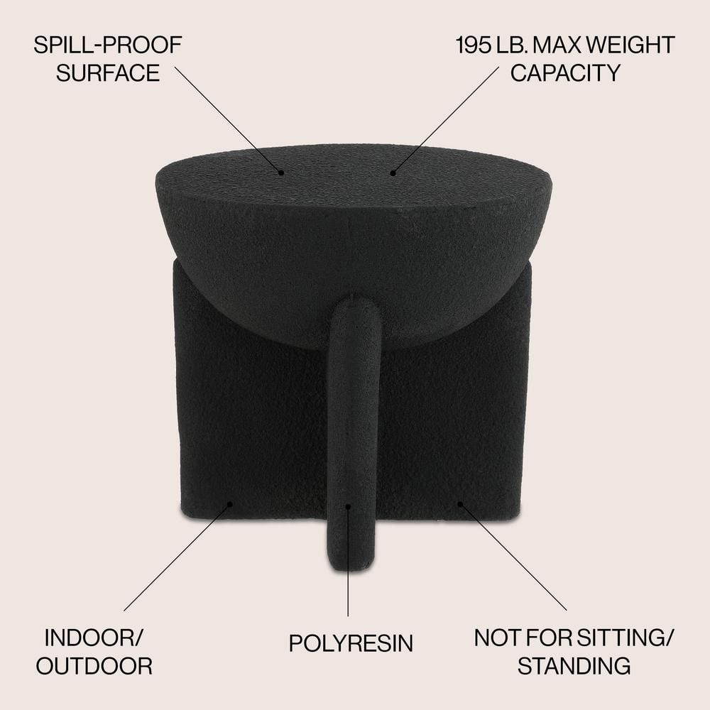 Brady 16.25" Black Matte Drum Outdoor Accent Table