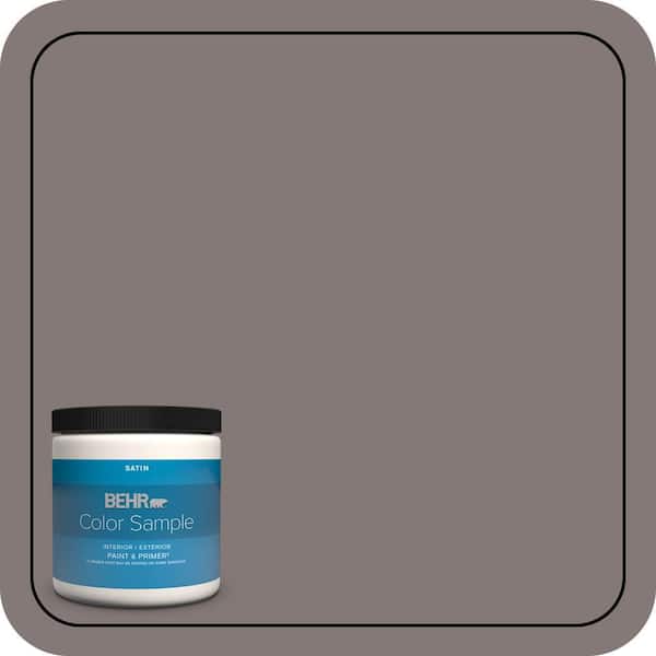 BEHR PREMIUM PLUS 8 oz. #N140-5 Complex Gray Satin Enamel Interior/Exterior Paint & Primer Color Sample