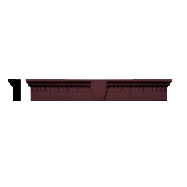 Builders Edge 3-3/4 in. x 9 in. x 73-5/8 in. Composite Classic Dentil Window Header with Keystone in 167 Bordeaux Red