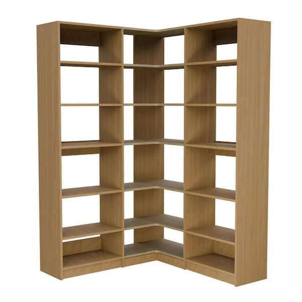Alto Pantry Collection 57.75 in. W Oak Wall Mounted 2-Shelf Towers and Corner Shelf Tower Wood Closet System