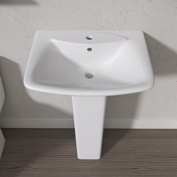 Zeafive 24 in. W x 19 in. D Pedestal Sink Combo in White