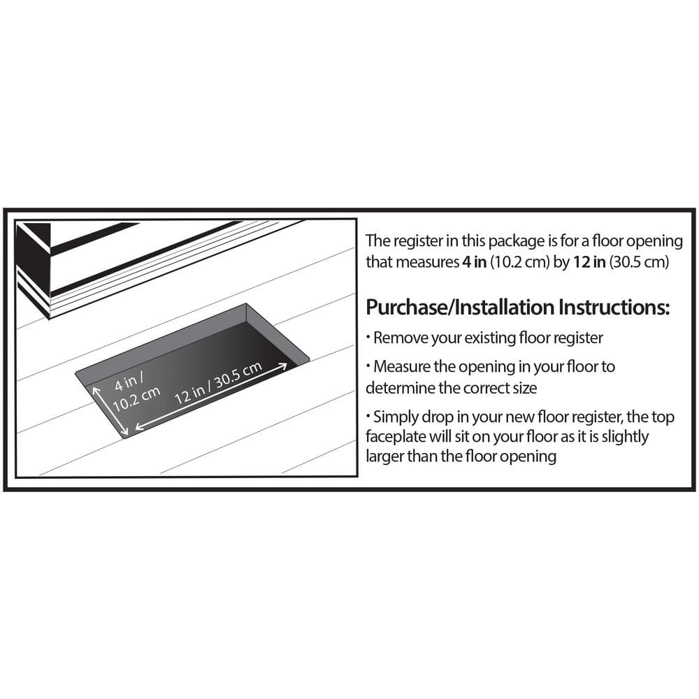 Textured Black Steel Scroll Design Floor Register, 4x12 Inches