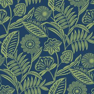 Lynwood, Blue Alma Tropical Floral Paper Wet Strippable Wallpaper Roll (Covers 60.8 sq. ft.)
