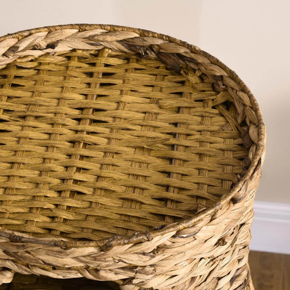Natural Water Hyacinth Multi-Layer Elevated Cat Bed with Cushions