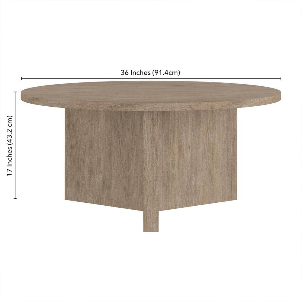 Anders 36" Round Antiqued Gray Oak Coffee Table