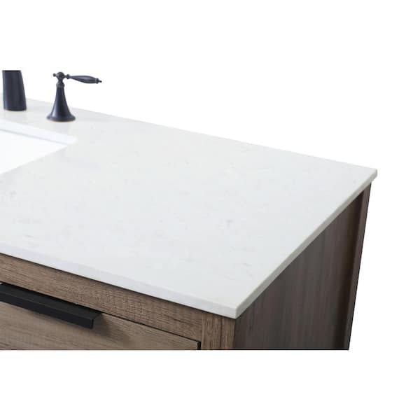 54 in. W x 22 in. D x 34 in. H Bath Vanity in Natural Oak with White Engineered Marble Top