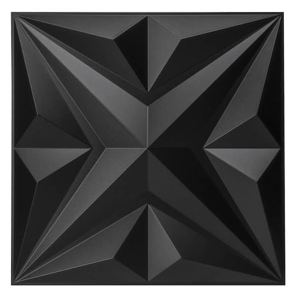 Art3dwallpanels Star Design Series 19.7 in. x 19.7 in. 12-Panels Black Embossed Decorative Wall Panel