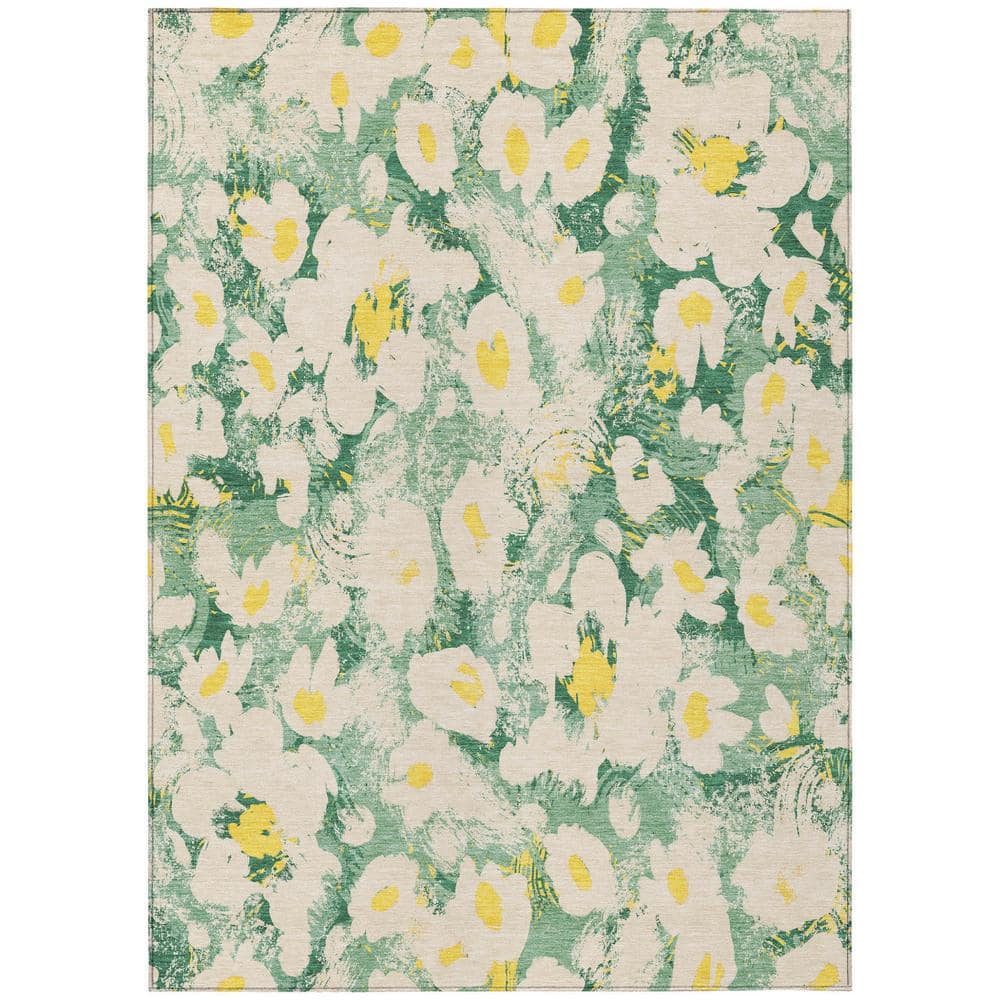 Green 3 ft. x 5 ft. Woven Floral Rectangle Indoor/Outdoor Area Rug price history on PriceWatchPro