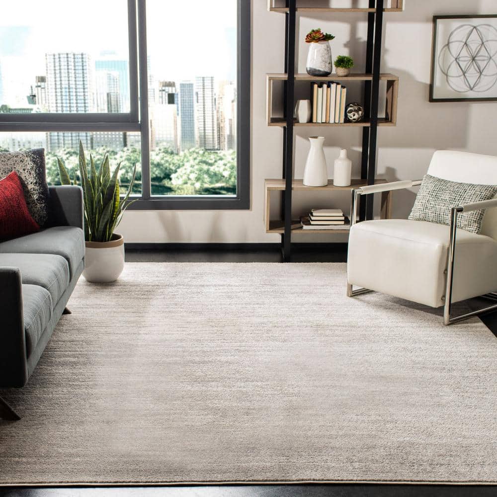 Adirondack Ivory/Silver Solid Color 12 ft. x 15 ft. Striped Area Rug - thumbnail 2