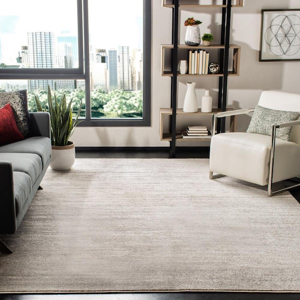 Adirondack Ivory/Silver 9 ft. x 9 ft. Square Solid Area Rug