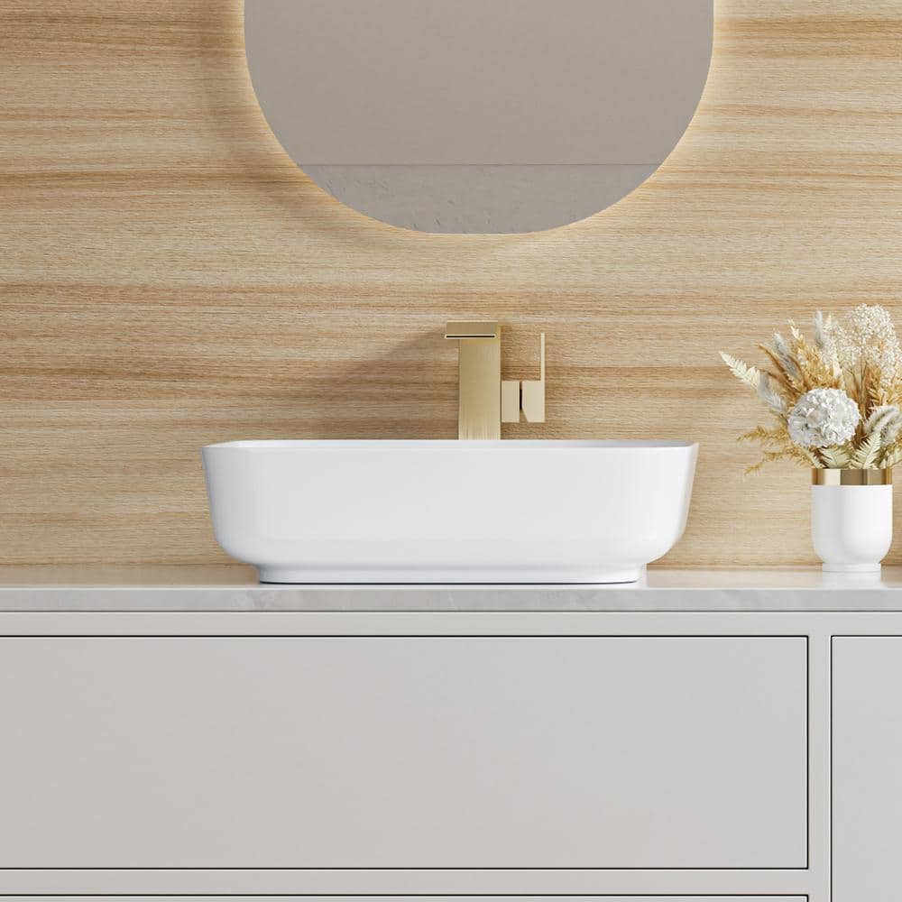 Salerno 20" x 15" White Vitreous China Rectangular Vessel Sink