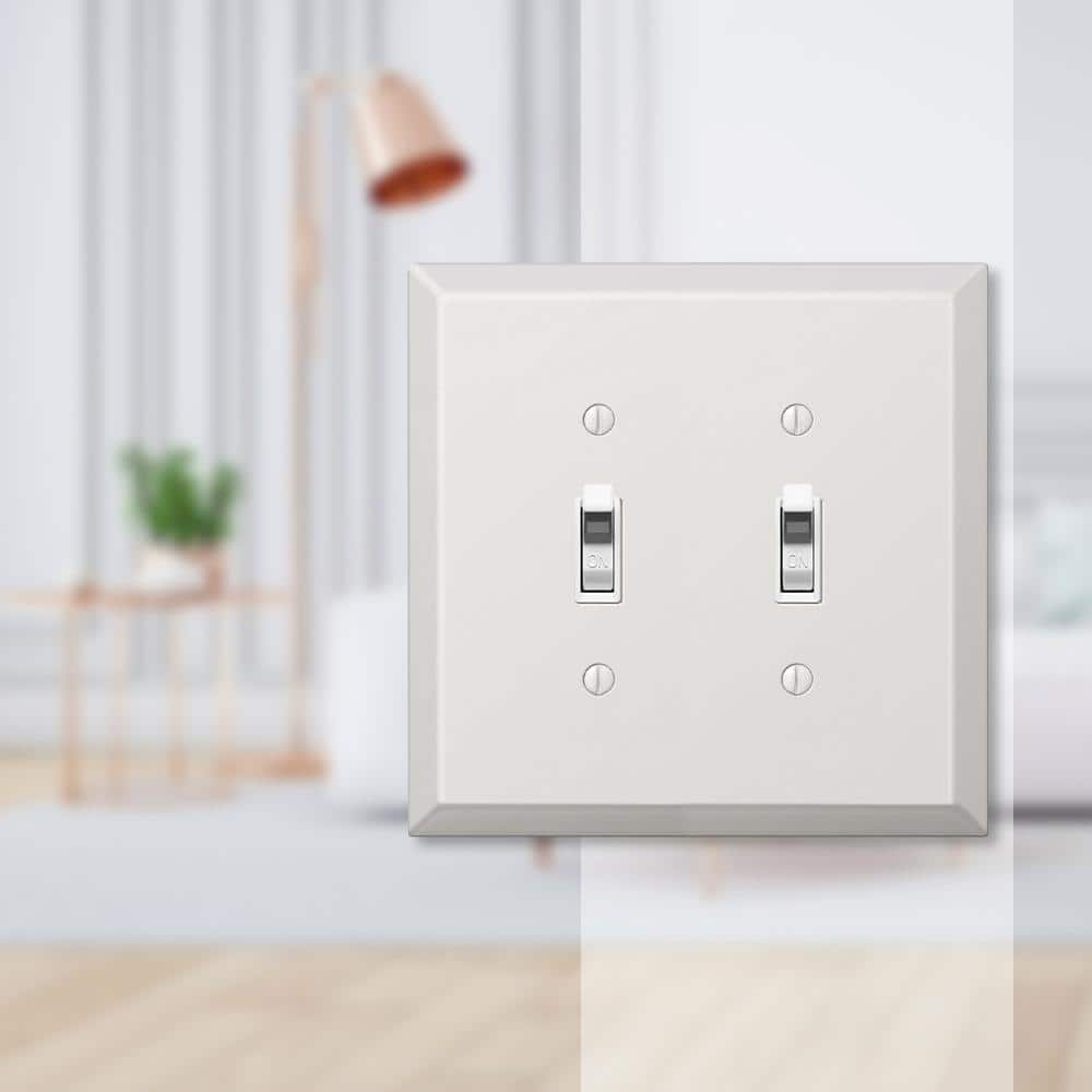 White Steel Double Toggle Oversized Wallplate