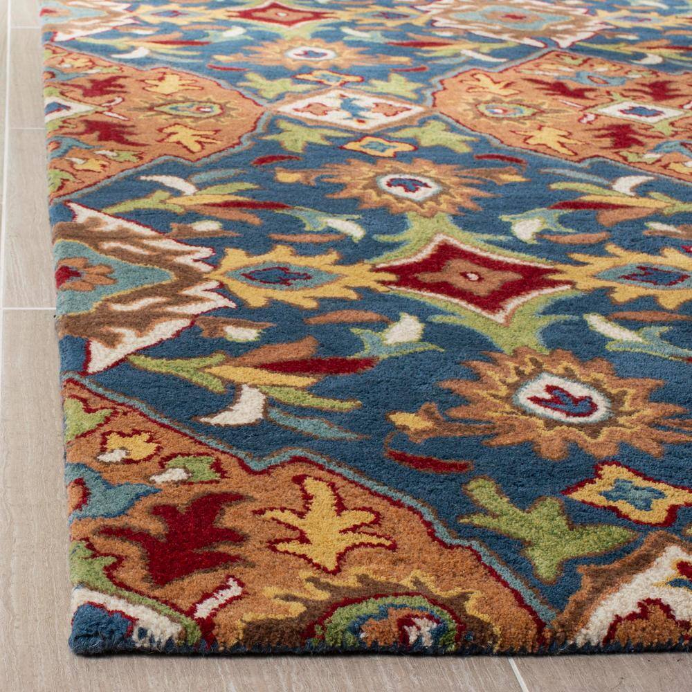 Elegant Camel & Blue Hand-Tufted Wool Rectangular Rug, 8' x 10'