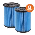 3-Layer Fine Dust Pleated Paper Filter for Most 5 Gal. and Larger Wet/Dry Shop Vacuums (8-Pack)