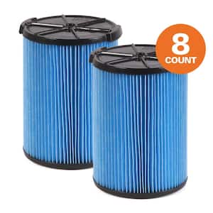 3-Layer Fine Dust Pleated Paper Filter for Most 5 Gal. and Larger Wet/Dry Shop Vacuums (8-Pack)