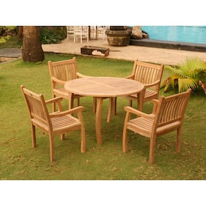 Jakarta 5-Piece Premium Grade Teak Outdoor Dining Set (Outdoor Dining Table and Patio Chair Bundle)