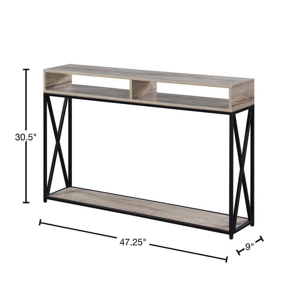 Sandstone and Black 48" Wood Metal Console Table with Storage