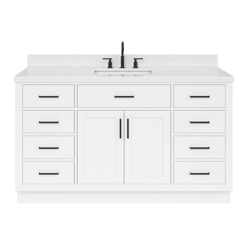 Hepburn 60" White Hardwood Single Basin Vanity Set