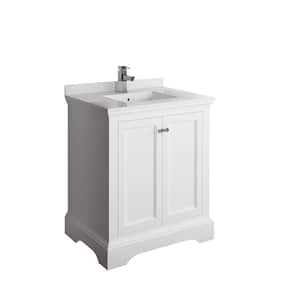 Windsor 30 in. W Traditional Bathroom Vanity in Matte White with Quartz Stone Vanity Top in White with White Basin