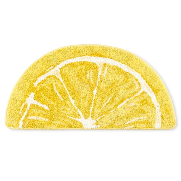 Home Dynamix Citrus Slice Lemon 34.7 in. x 18.1 in. Yellow/White Polyester Non-Slip Bathmat