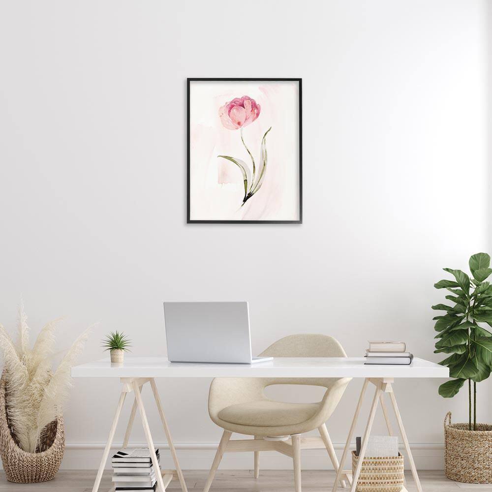 Pink Blossom with Leaves by Kristen Brockmon Black Framed Nature Giclee Art Print 30 in. x 24 in. price history on PriceWatchPro