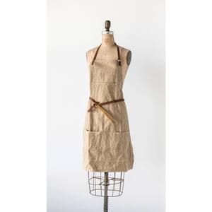 24 in. x 34 in. Brown Cotton Canvas Apron with Pockets