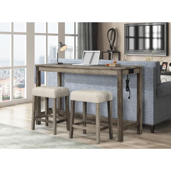 Kendra 23.5 in. Backless Antique Natural Oak Wood Counter Height Stools (Set of 2)