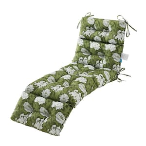 72 in. x 22 in. x 4 in. Outdoor Chaise Lounge Cushions Wicker Tufted Cushion for Patio Furniture in Green