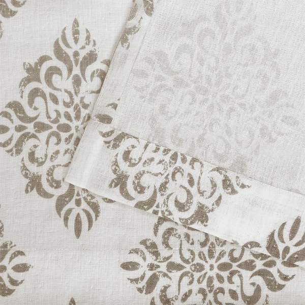 Nagano Taupe Medallion Sheer Rod Pocket Curtain, 54 in. W x 96 in. L (Set of 2)