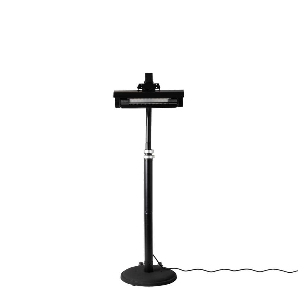 Black Powder Coated Steel Telescoping Infrared Patio Heater with Wheels