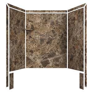 Royale 36 in. x 60 in. x 80 in. 11-Piece Easy Up Adhesive Alcove Bathtub/Shower Wall Surround in Breccia Paradiso