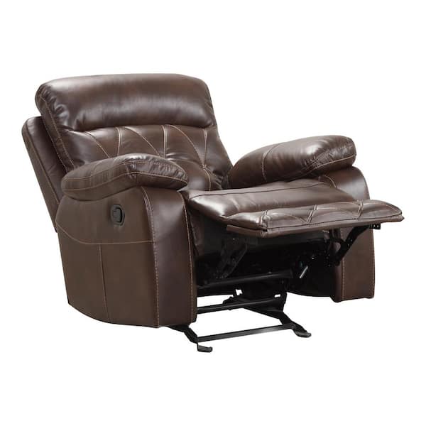 Arabella Faux Leather Brown Manual Recliner Chair with Glide