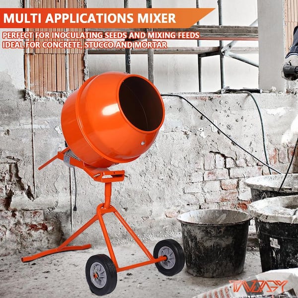 4.6 cu ft. 370W Portable Electric Concrete Mixer Cement Mixing Barrow Machine Mixing Mortar Handle with Wheels