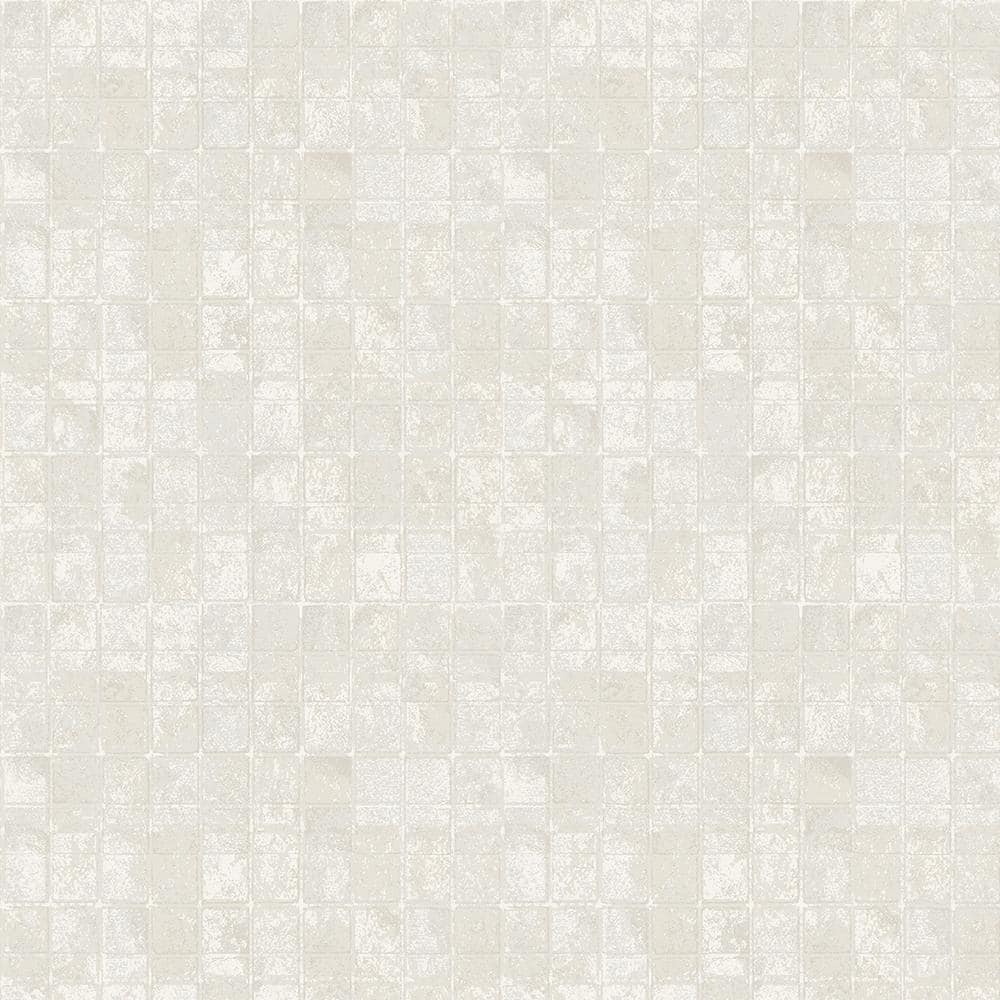 Metallic FX Pearl and Light Gray Geometric Tile Effect Non-Woven Paper Wall
