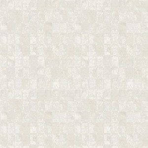 Metallic FX Pearl and Light Gray Geometric Tile Effect Non-Woven Paper Wallpaper