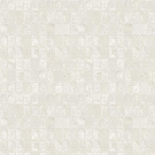 Unbranded Metallic FX Pearl and Light Gray Geometric Tile Effect Non-Woven Paper Wallpaper
