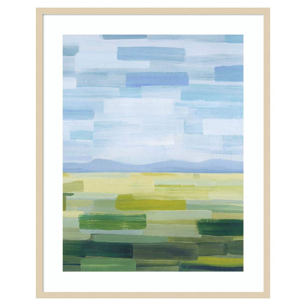 Grace Popp Abstract Landscape Lithograph with Brown Frame