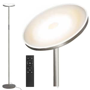 70.9 in. Dark Sky Gray Modern 1-Light Dimmable and Color Temperature Adjustable LED Torchiere Floor Lamp