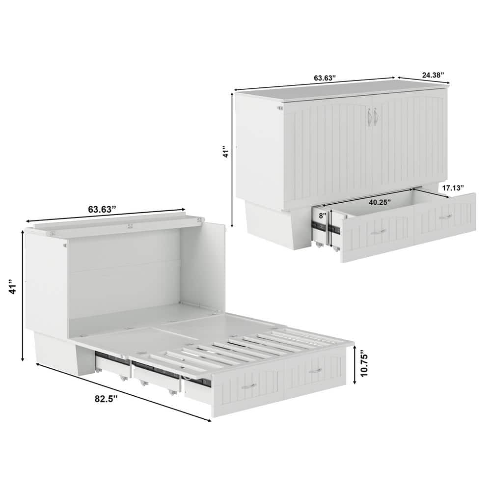 Nantucket Queen Murphy Bed Chest with Storage Drawer