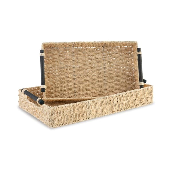 Benjara Brown Decorative Tray (Set of 2)