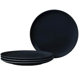 Colorscapes Black-on-Black Swirl 11 in. Black Porcelain Coupe Dinner Plates (Set of 4)