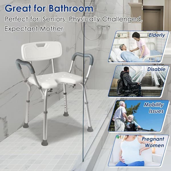 Lynzavix 20 Freestanding Portable Shower Chair with Backrest