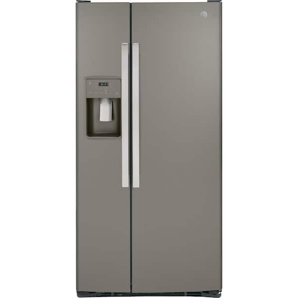 GE 23.0 cu. ft. Side by Side Refrigerator in Slate, Standard Depth