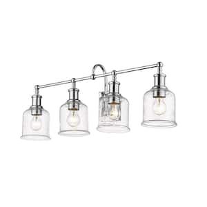 Bryant 32 in. 4-Light Chrome Vanity Light with Glass Shade