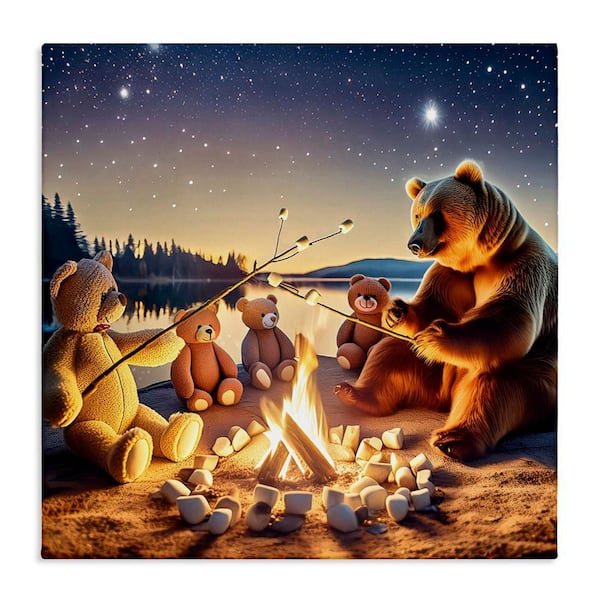 Stupell Industries Fireside Friends Bear by Alina Georgescu Unframed Animal Graphic Art Print 36 in. x 36 in.