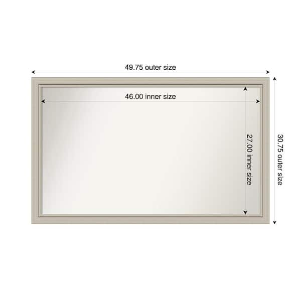 Amanti Art Romano Silver Narrow 49.75 in. x 30.75 in. Custom Non-Beveled Wood Framed Bathroom Vanity Wall Mirror