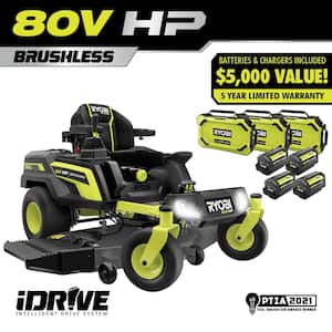 80V HP Brushless 54 in. Battery Electric Cordless Zero Turn Riding Mower (3) 80V Batteries (4) 40V Batteries and Charger