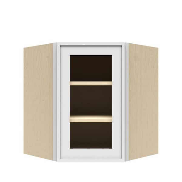 LIFEART CABINETRY Slim Shaker Assembled 24 in. W x 36 in. H x 12 in. D Wall Diagonal Corner Kitchen Cabinet in White